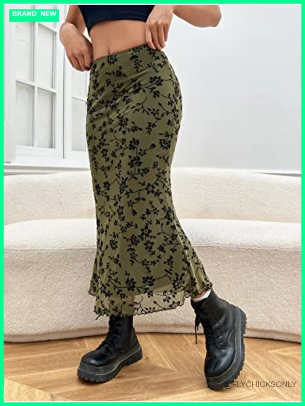 High Waisted Mesh Mermaid Skirt Y2k Bodycon Long Skirt Goth